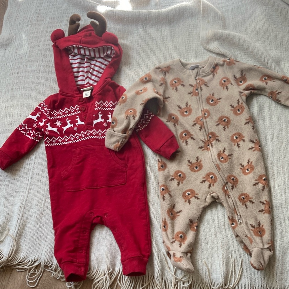 Baby reindeer bundle of 2 onesies  great condition